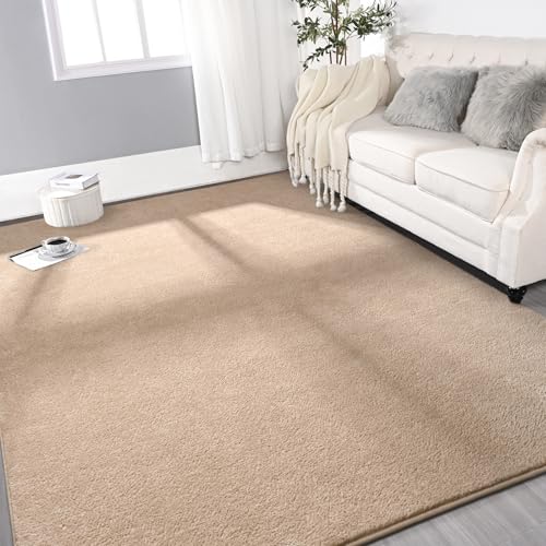 Gifeas Large Modern Area Rugs for Living Room Bedroom, 4x6 Feet Beige | Thickened Memory Foam Indoor Solid Minimalist Carpet, Non-Slip Furry Comfy Rug for Kid Boy Girl Nursery Dorm Room Home Decor - color: Beige, size: 4' X 6' (Rectangular)