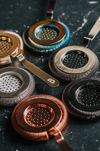 Antique Style Hawthorne Rainbow Chrome | Bar Hand Strainer | Cocktail Strainer | Sieve for Bartending | Mixing Glass Strainer - color: Rainbow Chrome