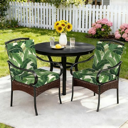 DYTXIII Outdoor Midback Chair Cushions Set of 2-20"x17" Water Repellent & Fade-Resistant Patio Seat Cushions with High-Resiliency Foam, Non-Slip Ties for Dining, Balcony Furniture-Palms Green - color: Palms Green