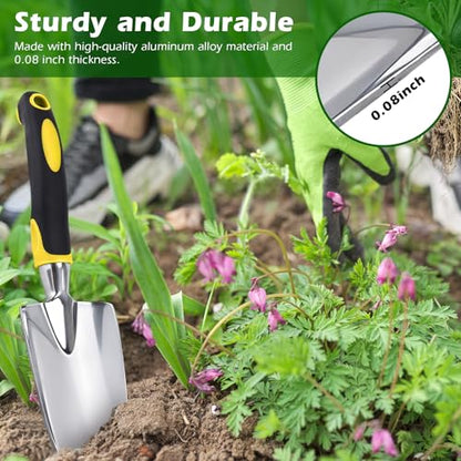 Garden Shovel Hand Trowel Cast-Aluminum Heavy Duty Mini Shovel Garden Tools Soft TPR Non-Slip Handle Potting Tools for Planting, Transplanting, Weeding, Digging Soil (12 Pack)