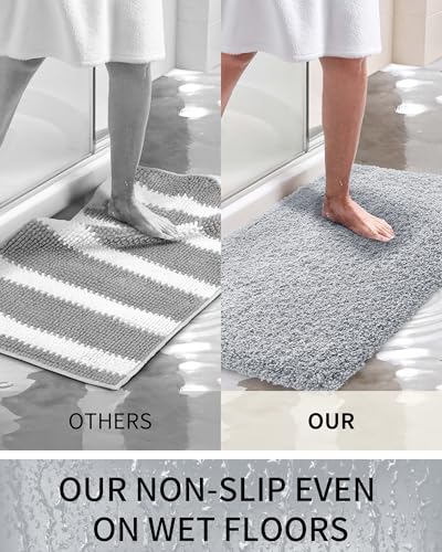 Toilet Rugs U-Shaped Mat 24x22, Contour Bathroom Mat - Ultra Soft & Absorbent Microfiber, Quick-Dry, Machine Washable with High Density Foam Latex Non Slip Backing, Silver Grey - color: Silver Grey, size: 24" X 22"(Toilet Rug)