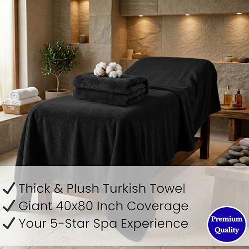 SALBAKOS Luxury 100% Turkish Cotton Bath Sheet 40x80 in (1-Piece, Black) | Extra Large Jumbo Oversized Bathroom and Beach Towel, Super Soft Highly Absorbent Thick Premium Hotel Quality, Made in Turkey - color: Black, size: Jumbo Bath Sheet
