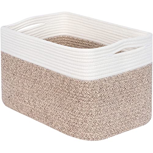 Storage Basket for Shelves, Decorative Baskets for Organizing, Book Basket, Storage Cube Bin Box, Woven Closet Organizer, Pantry Closet and Shoe Basket, Light Brown - color: Oatmeal Brown