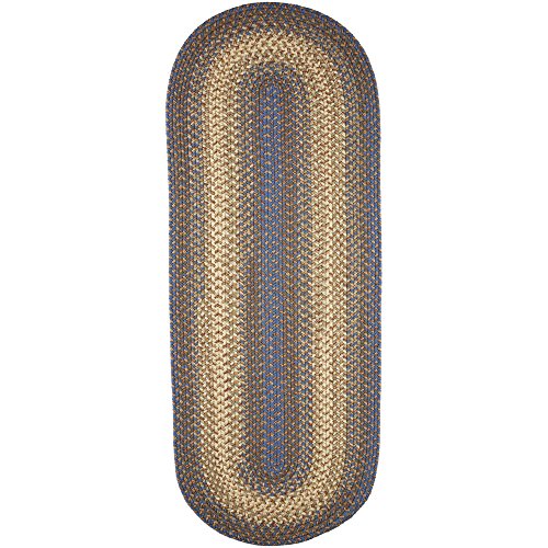 Super Area Rugs Oval 2X8 Blue/Cream Braided Rug Hartford Primitive Decor Carpet - Indoor Outdoor - 2' X 8' Woven Hallway Runner Rugs - color: Blue Lake, size: 2' x 8' (Oval)