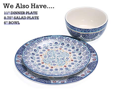 Bico Blue Talavera Salad Plates Set of 4, 8.75 Inch Ceramic Dessert Plates for Salad, Appetizer, Side Dishes, Microwave and Dishwasher Safe, Gift for Housewarming and Thanksgiving - color: Blue Talavera
