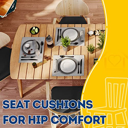 AAAAAcessories D-Shaped Chair Cushions, 2" Thick Dining Chair Pads with Ties and Removable, Machine-Washable Cover, 17" x 16", Set of 4, Black - color: Black, size: 4 Count(Pack of 1)