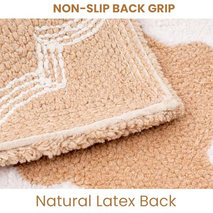 C23 Bathroom Rug Set of 2 (20"x32" & 16"x24") - 2200 GSM Ultra-Absorbent Plush Bath Mats Beige & White - color: Beige/White