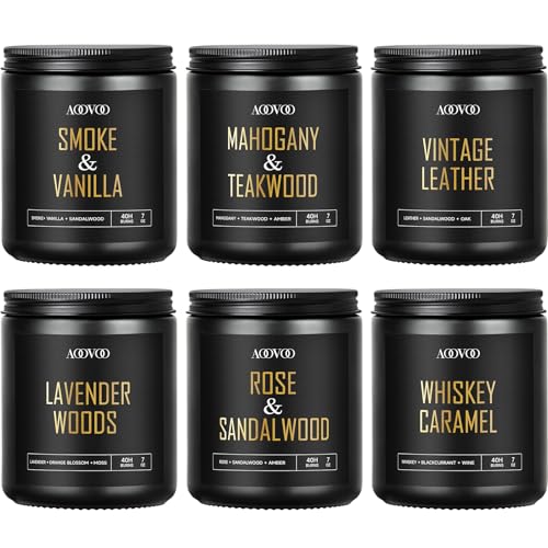 AOOVOO Scented Candles for Men - 6 Pack Candles for Home Scented | 42 oz Soy Wax, 300 Hour Long Lasting Candle, Aromatherapy Candle Birthday, Christmas, Valentine, Gift Set for Men - size: 42oz