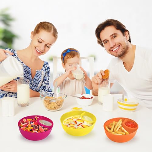 JINGIHE Chip and Dip Serving Set, 6 Pack Anti-Soggy Divided Salsa Bowls Microwave Dishwasher Safe, Plastic Reusable Snack Sauce Containers for Cereal Yogurt Berries