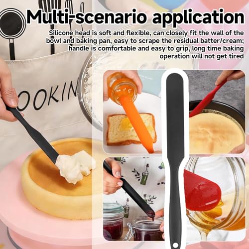 Silicone Jar Spatulas, Cake Cream Spatulas Set, Non-Stick Heat Resistant Mixing Butter Spatulas Baking Scrapers for Jars Blenders Cooking Stirring - color: Black, size: 24X2.5X0.5CM