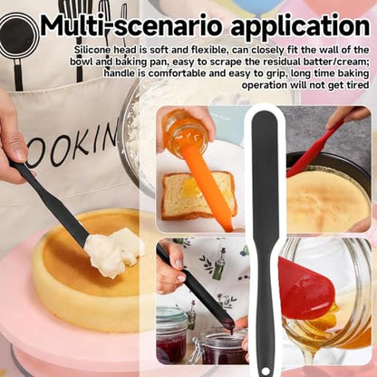 Silicone Jar Spatulas, Cake Cream Spatulas Set, Non-Stick Heat Resistant Mixing Butter Spatulas Baking Scrapers for Jars Blenders Cooking Stirring - color: Black, size: 24X2.5X0.5CM