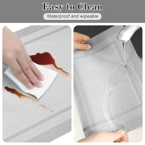Placemats Set of 6, Heat Resistant Place Mats, Washable PVC Table Mats, Woven Vinyl Placemats, Non-Slip Stain Resistan Plastic Placemats for Table (Silver, 6) - color: Silver