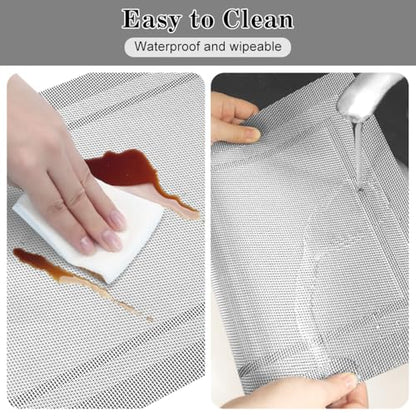 Placemats Set of 6, Heat Resistant Place Mats, Washable PVC Table Mats, Woven Vinyl Placemats, Non-Slip Stain Resistan Plastic Placemats for Table (Silver, 6) - color: Silver