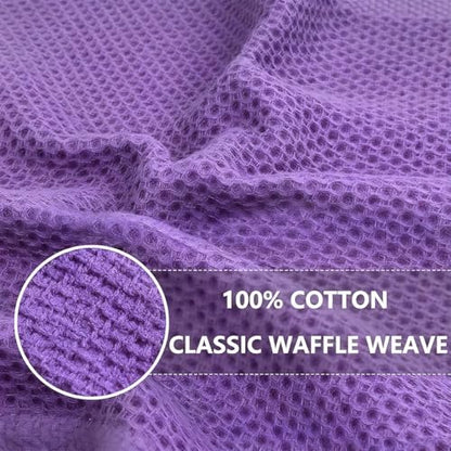 100% Cotton Waffle Weave Kitchen Dish Cloths, 6 Pack Ultra Soft Absorbent, Quick Drying Dish Towels, 12x12 Inches, Dish Rags for Drying Dishes & Daily Kitchen Use (Purple) - color: Purple