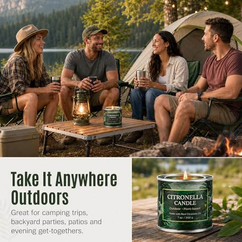 Citronella Candles Outdoor,6 Pack 42 oz Soy Wax Tin Candles with 7% Citronella Oil, Bonus Magnetic Bottle Opener, Up to 300 Hours, for Patio, Backyard, Camping, BBQ & Garden - color: Citronella Candles