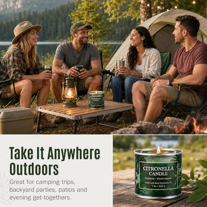 Citronella Candles Outdoor,6 Pack 42 oz Soy Wax Tin Candles with 7% Citronella Oil, Bonus Magnetic Bottle Opener, Up to 300 Hours, for Patio, Backyard, Camping, BBQ & Garden - color: Citronella Candles