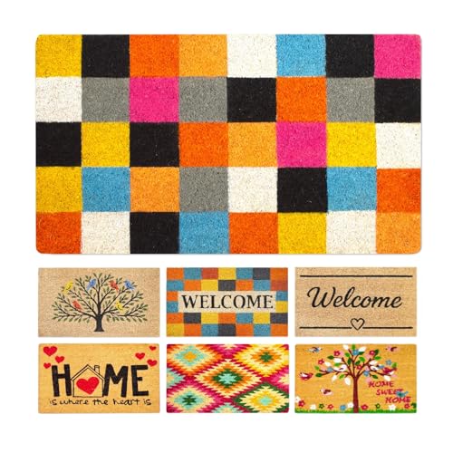 Coir Door mats Outdoor, Door mat Outside Entrance, Welcome mat Indoor, Doormat Outdoor, Funny Door mats Outside, Coir Doormat 16"x27.5" (Squares) - color: Squares