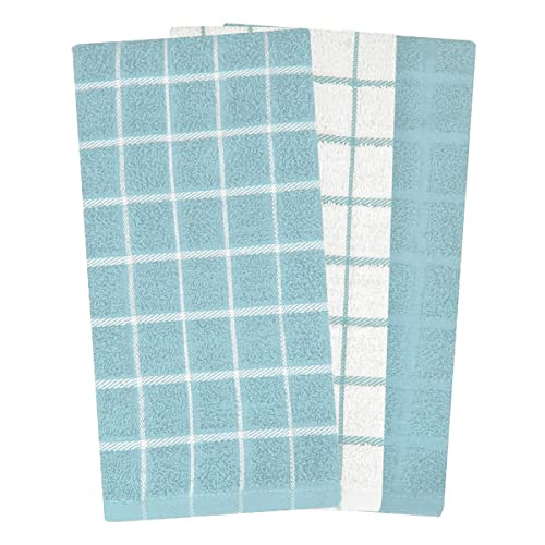 Ritz Premium 100% Cotton Terry Check Kitchen Dish Towels - Highly Absorbent, Super Soft, Long-Lasting, 25"x15", 3-Pack, Dew - color: Dew, size: 3-Pack - Kitchen Towel
