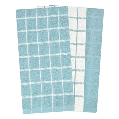 Ritz Premium 100% Cotton Terry Check Kitchen Dish Towels - Highly Absorbent, Super Soft, Long-Lasting, 25"x15", 3-Pack, Dew - color: Dew, size: 3-Pack - Kitchen Towel