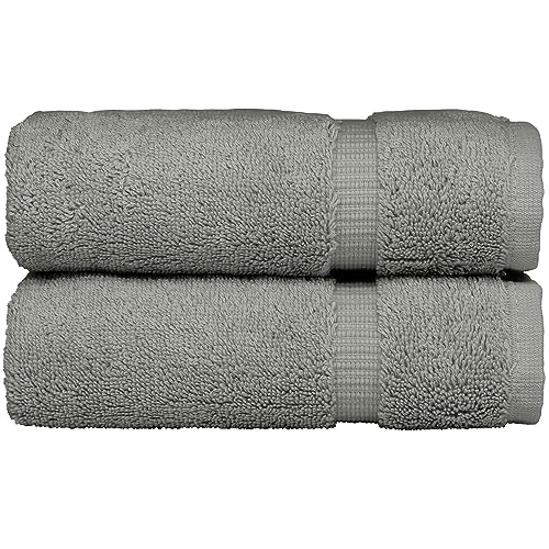 Monogrammed Hand Towel, Personalized Gift, Set of 2- Silver Block Letter Embroidered Towel - Extra Absorbent 100% Turkish Cotton - Soft Terry Finish - Initial L Gray - color: Gray & Silver, size: Initial L