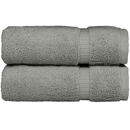 Monogrammed Hand Towel, Personalized Gift, Set of 2- Silver Block Letter Embroidered Towel - Extra Absorbent 100% Turkish Cotton - Soft Terry Finish - Initial L Gray - color: Gray & Silver, size: Initial L