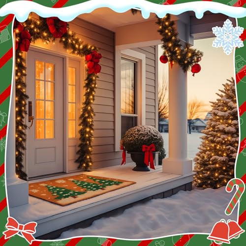 Tinideya Christmas Welcome Front Doormat, Xmas Non Slip Outdoor Mat Rug with Christmas Snowflake Decoration Pattern for Farmhouse Home Entrance Decor Yard Floor Patio, 17 x 30 Inches(Xmas Tree) - style: Xmas Tree