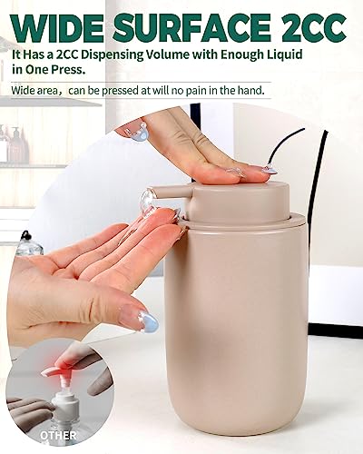 BosilunLife Lotion Pump Dispenser for Kitchen, Bathroom Countertop | Matte Khaki Soap Dispenser Bathroom Ceramic Dish Liquid Soap Dispenser (Khaki, Liquid Pump) - color: Khaki-1 Pack