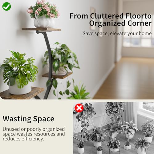 CODACE Plant Stand with Grow Lights - 50" Indoor Plant Shelf | 6 Tiered Plant Shelf Indoor, Lighted Tree-Shaped Plant Holder, Tall Flower Display Rack for Living Room, Patio(Black) - color: Black