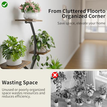 CODACE Plant Stand with Grow Lights - 50" Indoor Plant Shelf | 6 Tiered Plant Shelf Indoor, Lighted Tree-Shaped Plant Holder, Tall Flower Display Rack for Living Room, Patio(Black) - color: Black