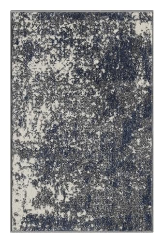 Keen Home Design Abstract Non-Shedding Entryway Rug, Soft Thick Pile, 2x3 | Polypropylene High Pile, Jute Back; Ideal For Bedside, Entryway, Home Office, Nursery - color: Abstract Navy/Gray, size: 2' x 3' (Rectangular)