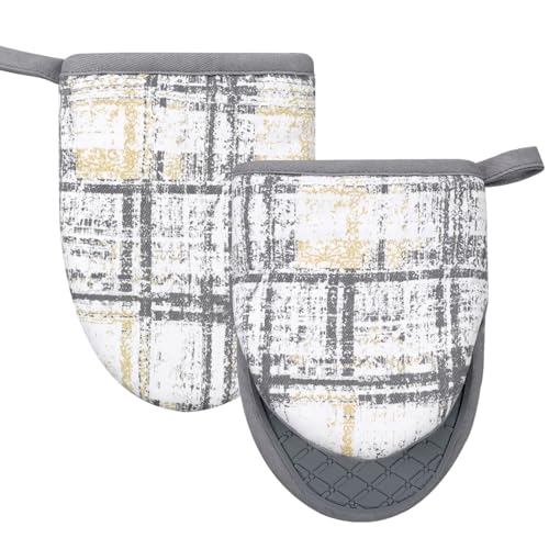 Mini Silicone Oven Mitts 2-Pack Set | Heat Resistant, Kitchen Mittens - color: Vintage Grey, size: Mini Oven Mitts
