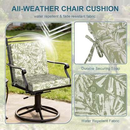 DYTXIII Outdoor Midback Chair Cushions Set of 2-20"x17" Water Repellent & Fade-Resistant Patio Seat Cushions with High-Resiliency Foam, Non-Slip Ties for Dining, Balcony Furniture-Tropical Green - color: Tropical Green