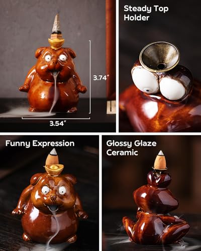 Backflow Incense Burner Ceramic, Funny Smoking Frog Incense Holder, Novelty Aromatherapy Ornament Home Decor for Yoga & Meditation - size: Chill Smoking Frog