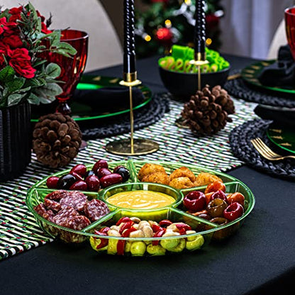 Plasticpro 6 Sectional Round Plastic Serving Tray/Platter (4, Green) - color: Green