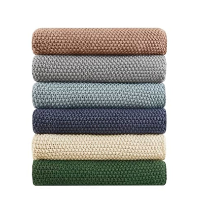 INK+IVY Bree Knit All Season Throw Blanket for Sofa, 50 x 60, Indigo | Ultra Soft, Acrylic, Lightweight, OEKO-TEX Certified - color: Indigo, size: Throw (50 in x 60 in)