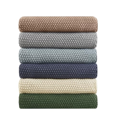 INK+IVY Bree Knit All Season Throw Blanket for Sofa, 50 x 60, Grey | Ultra Soft, Acrylic, Lightweight, OEKO-TEX Certified - color: Grey, size: Throw (50 in x 60 in)