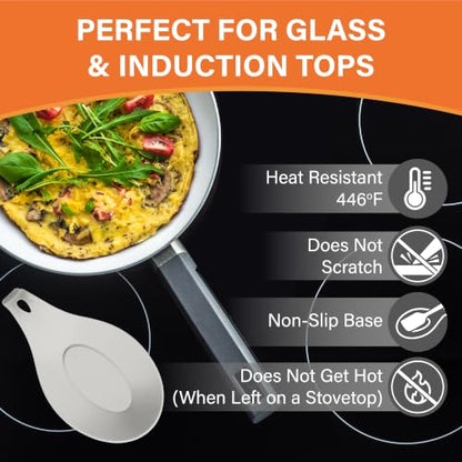 Silicone Spoon Rest for Stove Top, Set of 2, XL 9.2 Inch, DISHWASHER SAFE | NON-STICK Surface for Quick Cleanup, Non-Slip, Safe for Glass and Induction Cooktops, Raised Edges Catch Drips, Gray & Cream - color: Cool Gray&Cream Gray - 2 Pcs