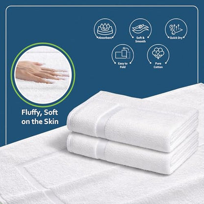 Rajlinen Cotton Bath Mat 2 Pack 23x36-100% Cotton 500 GSM Highly Absorbent Hotel Spa Bathroom Floor Mats, Aesthetic White Bath Mat Towels, Machine Washable Shower/Bathtub Rugs - color: White