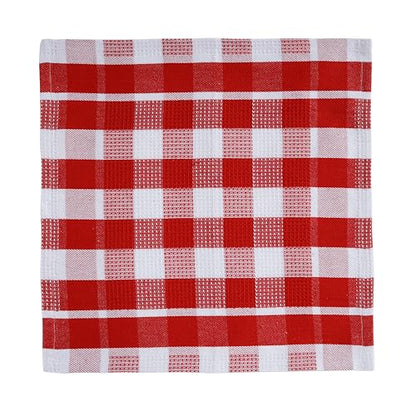 LANE LINEN 100% Cotton Kitchen Dish Cloths, Ultra Soft Absorbent Quick Drying Dish Towels, Multiweave Wash Cloths Dish Towel Sets, 13x13 Inches, 12 Pack - Red - color: 06: Red, size: 12"x12" - 12 Pack