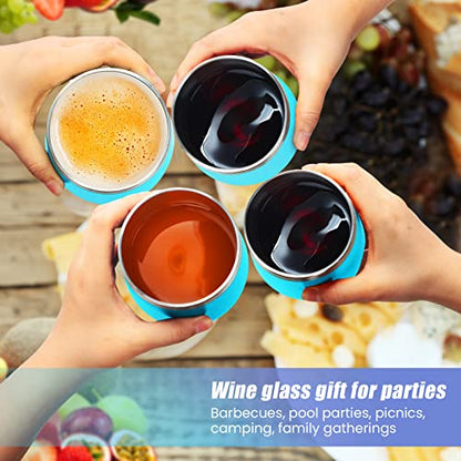 Remagr 16 Pack Stainless Steel Wine Tumblers 12 oz Insulated Vacuum Wine Cup Set Double Wall Stainless Steel Stemless Mug Glasses for Coffee Soda Whiskey Outdoor Travel (Light Blue) - color: Light Blue