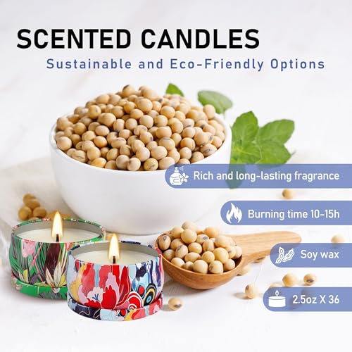 36-Pack Long-Lasting Scented Candles Gift Set, 2.5oz Soy Wax with Essential Oils for Aromatherapy and Home Fragrance, Perfect as Christmas, Valentine’s Day, Holiday Relaxation Gifts, and Cozy Atmosphe - color: 36Pack-Muti-color