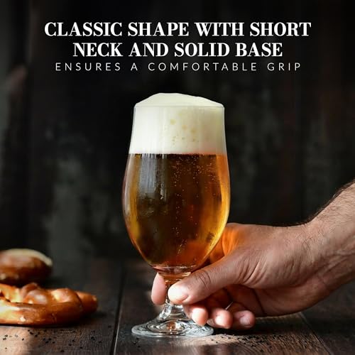 KROSNO Beer Glasses Set of 6, 16.9 oz, Harmony Collection | Drinking Glasses, IPA, Pilsner, Ale, Drinking Set, Lead-Free Crystal, Beer Stein, Dishwasher Safe - style: Beer 16.9 oz (Set of 6)