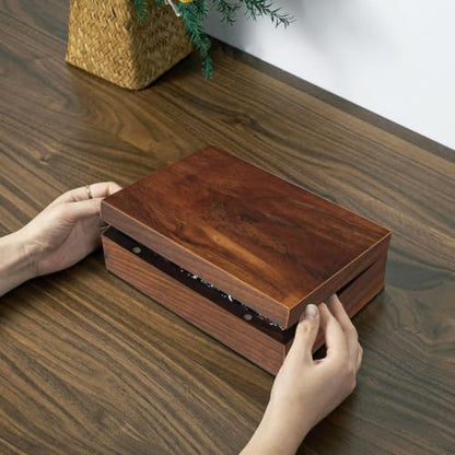 EXISTING Classic Wooden Walnut Wooden Keepsake Box with Hinged Lid | Small Size: 6.73 x 4.37 x 2.64 Inch, Secure Magnetic Closure, Perfect for Jewelry & Valuables, Gift Giving