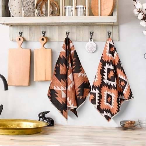 Western Kitchen Towels Set of 2 – 16x24 Inch Aztec Boho Hand Towels, Super Absorbent Microfiber Dish Cloths for Kitchen, Bath, RV & Camping, Gifts for Women - color: Western-1 Aztec