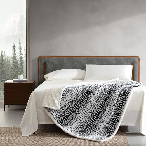 Eddie Bauer - Throw Blanket, Brushed Fleece & Plush Sherpa Soft Bedding, Blanket for Couch & Bed (San Juan Grey, 50" x 60") - color: San Juan Grey, size: 50" x 60"
