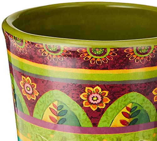 Tunisian Sunset 18 oz. Ceramic Mugs, Set of 4 – Multicolor Boho Coffee & Tea Cups with Bold Folk Art Patterns, Microwave & Dishwasher Safe, Eclectic Kitchen Gift Set for Beverage Lovers (Pack of 3) - size: 18 Ounces (Pack of 3)