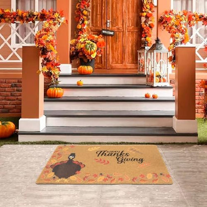 FGSS Happy-Thanksgiving-Fall Welcome-Door-Mats Holiday-Doormats 17X29 Inch - color: Turkey Fall Leaves