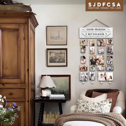 Friend Gifts, Best Friend Picture Frames Collage Photo Hanging Display Picture Board, Good Friends Are Like Stars, Unique Friend Gifts for Christmas Birthday Graduation Going Away Housewarming - color: Good Friends Are Like Stars