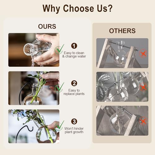Desktop Glass Plant Propagation Station with Metal Stand,Tabletop Plant Terrarium,Hydroponics Vase for Propagating Hydroponic Office Garden Home Decor, for Weddings, Centerpieces (4)
