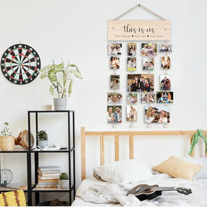 Picture Frames Collage Photo Hanging Display Picture Board Wood Rustic Frames, Gifts for Women, Family Photo This Is Us Picture Housewarming Farmhouse Rustic Wood Hanging Photo Wall Table Top Frames - color: this is us